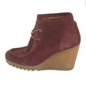 Barney’s CO-OP Maroon Suede Lace-up Bootie. Size 37.5. Good Condition
